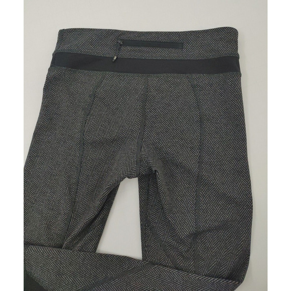 Lululemon Inspire Crop II Leggings Womens 4 Black Herringbone Running Athleisure - Picture 7 of 13